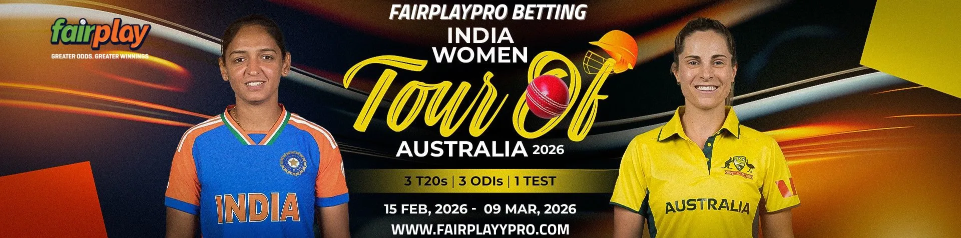 Get the best odds for the India Women's tour of Australia on Fairplaypro.